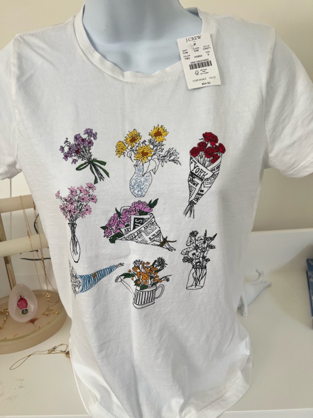 J. Crew Collector Tee White with Floral Prints